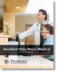 Healthcare staff discussing at front desk